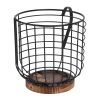 Coffee Pod Holders Black Iron Wire K Cup Holder With Solid Wooden Base 30 Kcups Capsule Storage Espresso Organizer For Counter Kitchen Cafe Bar