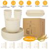 48Pcs Wheat Dinnerware Set Reusable Plastic Dinnerware Set Service for 6 Unbreakable Kitchen Cups Plates and Bowls Sets Dishwasher Microwave Freezer S