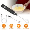 Electric Milk Frother USB Rechargeable Egg Beater Handheld Milk Foam Maker Mixer Coffee Stirrer with 3 Speeds 2 Whisk Heads