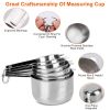 7Pcs Measuring Cups Stainless Steel Kitchen Measurement Tool for Cooking Baking Dry Spices Liquid Ingredients Easy to Read Markings