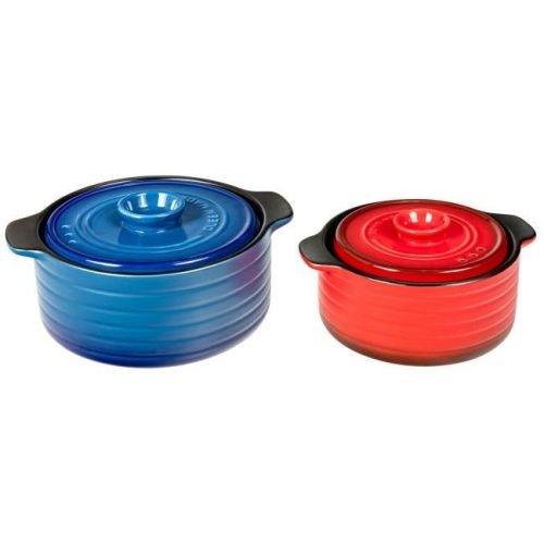 2 Pieces Ceramic Cookware Set with Lid and Insulated Handle 2 Pieces Ceramic Cookware Set with Lid and Insulated Handle