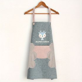 1pc Cute Cartoon Apron; Waterproof And Oil-proof Apron; Hand Wipeable Sleeveless Kitchen Cooking Apron; Cooking And Baking Supplies; Kitchen Tool (Color: Grey)
